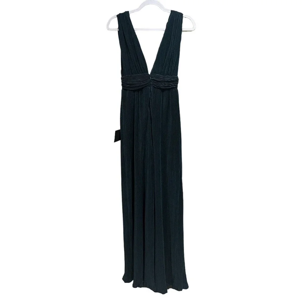NWT Lulu’s Plisse Be Mine Teal Green Plisse Wide Leg Jumpsuit Size XS Lined Zip - Picture 6 of 16